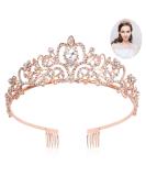 Araluky Rose Gold Tiara for Women & Girls - Jeweled Princess Crown for Wedding, Prom, Birthday - Rhinestone Hair Accessories - Buy Online on GoSupps.com