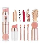 5 in 1 Travel Makeup Brushes Set | Portable Cosmetic Tools for Foundation Blush Eyeshadow Eyebrow & Lip Makeup - Ideal for International Shipping - Buy Online on GoSupps.com