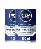 NIVEA Men Protect & Care Post Shave Balm Pack of 2 - Soothing Aftershave Balm for Sensitive Skin | International Shipping Available - Buy Online on GoSupps.com