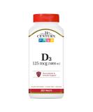 21st Century Vitamin D3 125 mcg (5000 IU) - 360 Tablets | Boost Immunity & Bone Health - Buy Online on GoSupps.com