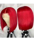 10 HD Transparent Red Bob Lace Front Wig | Pre Plucked & Natural Hairline | 100% Unprocessed Human Virgin Hair | Glueless Red Bob Wig for Black Women - Buy Online on GoSupps.com