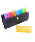 Weekly Pill Organizer Box - AM PM Travel Medication Reminder with Leather Carrying Case | 7 Compartments for Easy Daily Use - Buy Online on GoSupps.com