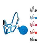 Tahoe Tack Patterned Nylon Mini Horse Halter with Padded Noseband - Blue Chevron + 7ft Soft Grip Lead Rope | For Mini Horses (Over 34) - Buy Online on GoSupps.com