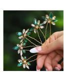 Yokawe Gold Rhinestone Bridal Wedding Hair Pins with Green Crystal - Pack of 5 | Hair Accessories for Women and Girls - Buy Online on GoSupps.com