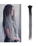 24 Inch Handmade Synthetic Dreadlock Extensions - Ombre Black to Gray - 10 Strands/Pack - Dreads Crochet Locs Hair - Buy Online on GoSupps.com