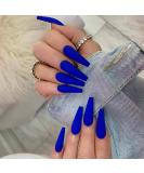 Brishow Coffin Artificial Nails - Long Ballerina Acrylic Press-On Nails (Blue) - 24 Pieces for Women & Girls - Shop Internationally! - Buy Online on GoSupps.com