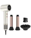 PARWIN PRO BEAUTY Air-Sonic Hair Dryer with Diffuser & Auto-Wrap Curlers - High Speed Ionic Blow Dryer with HD-LED Display | Champagne Silver Professional - Buy Online on GoSupps.com