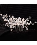 Teyglen Flower Bride Wedding Hair Comb - Bridal Pearl Crystal Side Comb for Women - Rhinestone Headpiece Hair Accessory - Buy Online on GoSupps.com