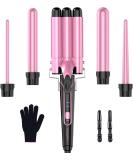 Bestope 5-in-1 Curling Iron Set - Ceramic Wave Iron & Curling Bars with Temperature Control Fast Heating 2 Clips & Gloves - Rose Gold & Pink - Buy Online on GoSupps.com