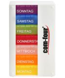 Com-Four 7-Day Drug Doser - Medication Organizer Box for Morning Lunch & Dinner - Pill Can for Weekly Use (White V1.1) - International Shipping Available - Buy Online on GoSupps.com