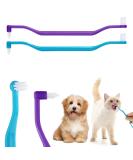 2-Piece Cat Toothbrush Set - Double-Sided Cleaning Brush for Kittens & Cats | Microbe Brush Head & Curved Handle | Deep Cleaning Accessories (Blue Purple) - Buy Online on GoSupps.com