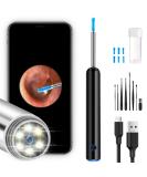 NiceBirdie 1080P Ear Wax Removal Tool with Camera and Light | Ear Cleaner Cleaning Kit with 2 Silicone Ear Scoops and 6 LED Lights - Black - Buy Online on GoSupps.com