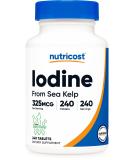 Nutricost Iodine (Natural Iodine from Sea Kelp) 325mcg, 240 Tablets - Non-GMO, Gluten Free - Buy Online on GoSupps.com