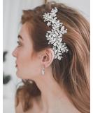 Jeairts Rhinestone Wedding Hair Comb - Leaf Bridal Headpiece with Glitter Crystal Accents (A-Silver) - Buy Online on GoSupps.com
