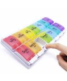 MOLN HYMY 7 Day Pill Organizer AM PM 2 Times a Day, Large Capacity Weekly Pill Box Twice Daily, Rainbow Morning and Evening Pill Case 14 Dividers BPA-Free Medicine Organizer with Easy Push Button 1 Rainbow - Buy Online on GoSupps.com