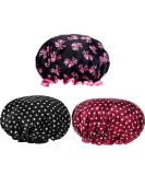 Waterproof Shower Caps for Women 3 Pack Double Layer Ideal for Home Bathroom & Spa - Buy Online on GoSupps.com