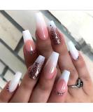 Brishow French Artificial Nails - Pink Glitter Press On Nails for Women & Girls - 24 Piece Set - Buy Online on GoSupps.com