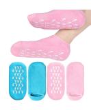 2 Pairs Soft Gel Spa Moisturizing Socks for Repairing Dry Cracked Feet - Blue & Pink - Buy Online on GoSupps.com