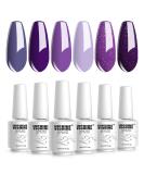 Vishine 6PCS Purple Glitter Nail Polish Gel UV LED Soak Off Nail Art Kit Gorgeous Manicure Collection Gift Set 8ml C003 - Buy Online on GoSupps.com