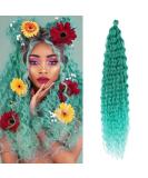 DSoar 22 Deep Twist Crochet Hair - Ocean Wave Curly Bohemian Braids 3 Packs Synthetic Hair Extensions in Green - Buy Online on GoSupps.com