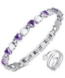 Vicmag Magnetic Hardship Women's Titanium Steel Bracelet - Ultra-Strength with Distance Tool (Purple Crystal & Solid Heart) - Perfect Gift for Her - Buy Online on GoSupps.com
