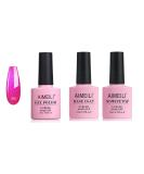 AIMEILI Gel Nail Polish No Wipe Top and Base Coat Set with Hot Pink Color - Buy Online on GoSupps.com