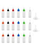 18 Pcs Precision Tip Applicator Bottles with 2 Funnel, 0.5 oz Translucent Glue Bottles - Multicolor Lids - MYYZMY - Buy Online on GoSupps.com
