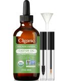 Cliganic Organic Castor Oil 100% Pure - 2oz with Eyelash Kit | For Eyelashes, Eyebrows, Hair & Skin - Buy Online on GoSupps.com