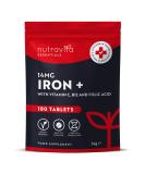 High Strength Iron Tablets 14mg - 180 Vegan Tablets, 6 Month Supply - with Vit C, B12, Folic Acid - Reduce Fatigue - Nutravita - Buy Online on GoSupps.com