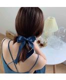Yheakne Silk Hair Tie with Loop - Navy Blue Satin Ponytail Holder & Hair Accessories for Women & Girls - Buy Online on GoSupps.com