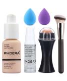 6-Piece Liquid Foundation Set | Matte Full Coverage Makeup with Primer Oil Rollers Brush & Sponge - #101 - Buy Online on GoSupps.com