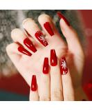 Brishow Christmas Nails | 24 Red Long Press-On Snow Nails for Women & Girls - Buy Online on GoSupps.com