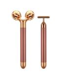 Beauty Bar 2-in-1 24k Golden Pulse Facial Massager | Electric Roller & T Shape Arm Eye Nose Head Massager | Skin Care Tool Kit - Buy Online on GoSupps.com