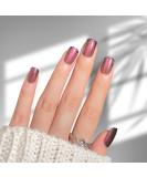 ZEYER Luxury Crystal Gradient Glitter Short Square Press on Nails | Reusable Semi-Transparent Acrylic 24 Nail Kit - French Rose Red - Buy Online on GoSupps.com