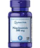 Puritan's Pride Niacinamide 500mg - 100 Tablets | Essential Vitamin Supplement - Buy Online on GoSupps.com