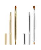 2-Piece Insertable Lip Brush Set - Double-Ended Lip Gloss Applicator & Concealer Brush - Portable Makeup Brushes in Gold & Silver - Buy Online on GoSupps.com