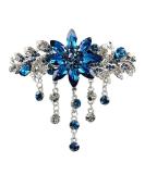 E EMZHOLE Royal Blue Flower Tassel Hair Barrette | Rhinestone Crystal Clip for Women & Girls - Buy Online on GoSupps.com