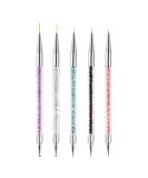 Hanyousheng 5pcs Double Ended Nail Art Brushes and Dotting Tools Set for DIY Nail Designs - Buy Online on GoSupps.com