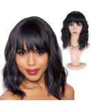 Buy Greenmirr Short Black BOB Wavy Wig with Bangs 14in Heat Resistant Synthetic Hair for Women | International Shipping Available - Buy Online on GoSupps.com