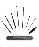 Innovative Spring Ear Pick Earwax Removal Kit - 8PCS Matte Black Cleansing Tool Set with Brush and Storage Box - Buy Online on GoSupps.com