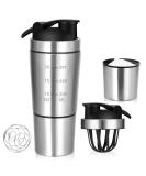 Rocky & Chao Stainless Steel Protein Shaker 700+200ml | Double Wall with Powder Compartment & Ball | Durable Fitness Shaker with Snap Lid - Buy Online on GoSupps.com