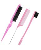 Buy Edges Brush Set - 3 Sleek Bun Brushes for Kids & Adults - Pink Hair Teasing & Styling Tools for Professional Results - Buy Online on GoSupps.com