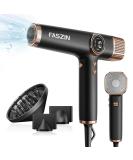 Faszin Lightweight Hair Dryer with High Speed Motor | Fast Drying Ionic Hairdryer for Women & Men | Low Noise, 3 Magnetic Nozzles | Black 29.50 24.50 8.80 cm - Buy Online on GoSupps.com