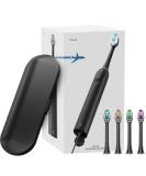 Rechargeable Sonic Electric Toothbrush for Kids & Adults - Long Battery Life Travel Case & USB Adapter - 4 Brush Heads Included (Black - Buy Online on GoSupps.com
