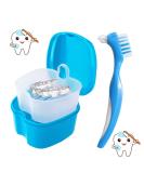 Portable Prosthesis Brush Set - Travel-Friendly Cleaner & Storage Box for Braces & Dentures (Blue) - Buy Online on GoSupps.com