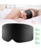 Sleep Mask & Hearing Protection Plugs Set - 1 Sleep Mask + 4 Ear Plugs | Adjustable Soft Breathable - Perfect for Travel & Home - Unisex Black - Buy Online on GoSupps.com