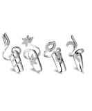 4 PCS Rhinestone Finger Tip Nail Rings - Adjustable Opening Nail Art Charms in Silver Women's Fashion - Buy Online on GoSupps.com