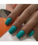 Justotry 24-Piece Green Monochrome Angular Press-On Nails | Glossy Turquoise Artificial Square Fingernails for Women - Buy Online on GoSupps.com