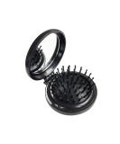 Serrale Folding Hair Brush Mini Round Comb with Mirror - Portable Travel Hairbrush for Women & Girls - Small Pocket Compact Comb for Gym, School, Camping - Black - Buy Online on GoSupps.com