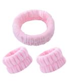 Microfiber 3pcs Face Wash Headband and Wristband Set for Skincare - Pink - Buy Online on GoSupps.com